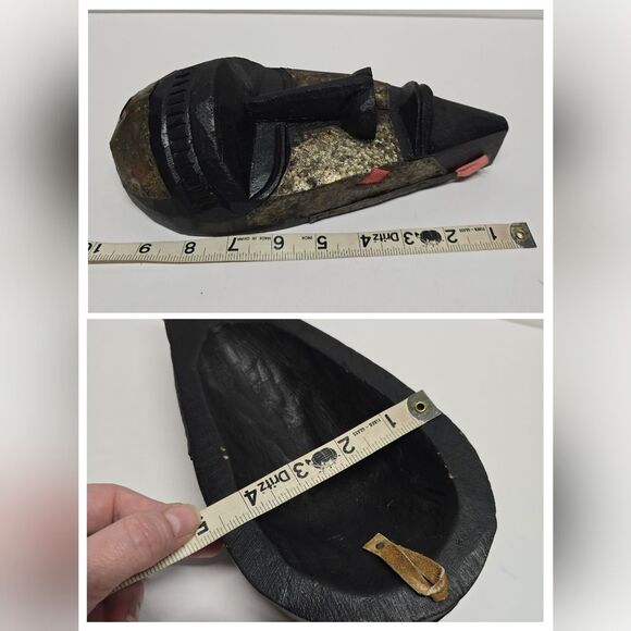 Vintage hand carved brass Inlay African tribal mask - Picture 8 of 8